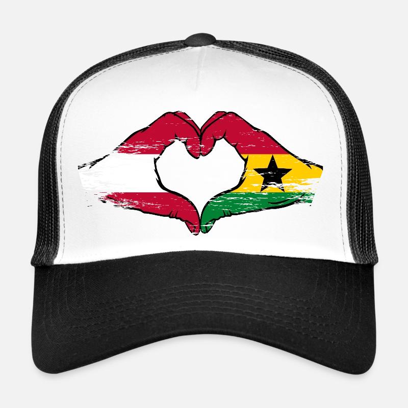 Autriche Ghana drapeau mains forme de coeur utilisé Casquette trucker 