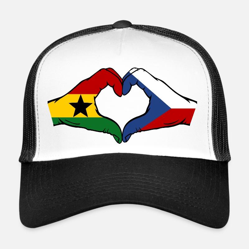 Ghana Czech Republic Flag Hands Heart Shape Trucker Cap