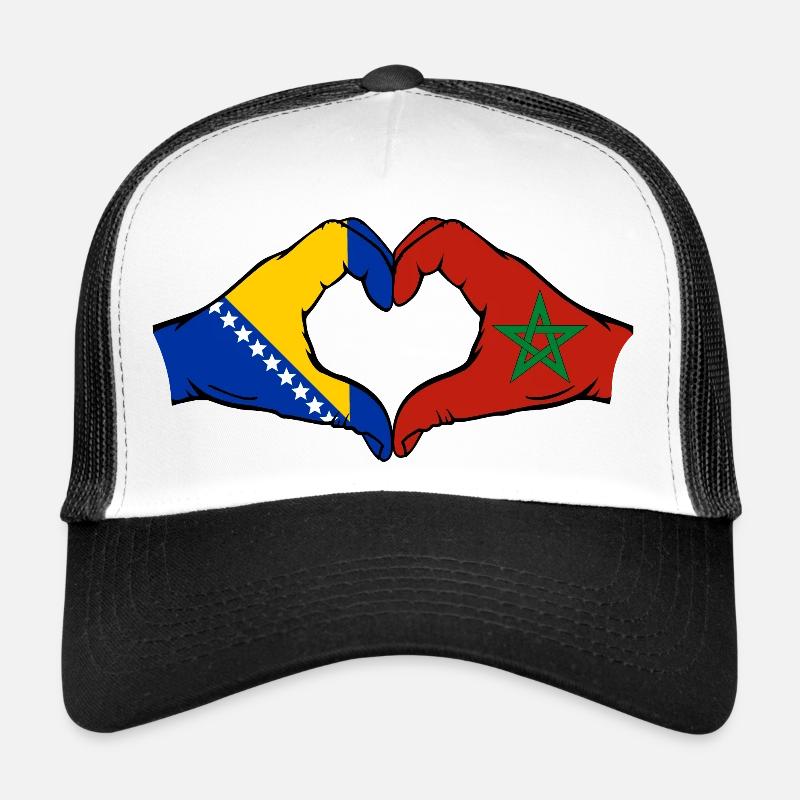 Bosnie Maroc Drapeau Mains Coeur Forme Casquette trucker 