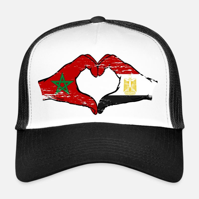 Drapeau du Maroc de l’Égypte mains en forme de coeur utilisé Casquette trucker 