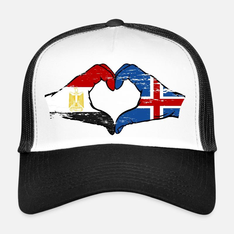 Égypte Islande drapeau mains forme de coeur utilisé Casquette trucker 