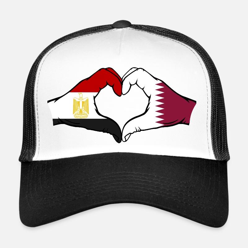 Égypte Qatar drapeau mains forme coeur Casquette trucker 