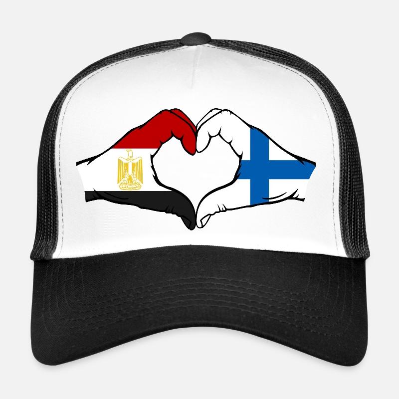 Égypte Finlande Drapeau Mains Coeur Forme Casquette trucker 