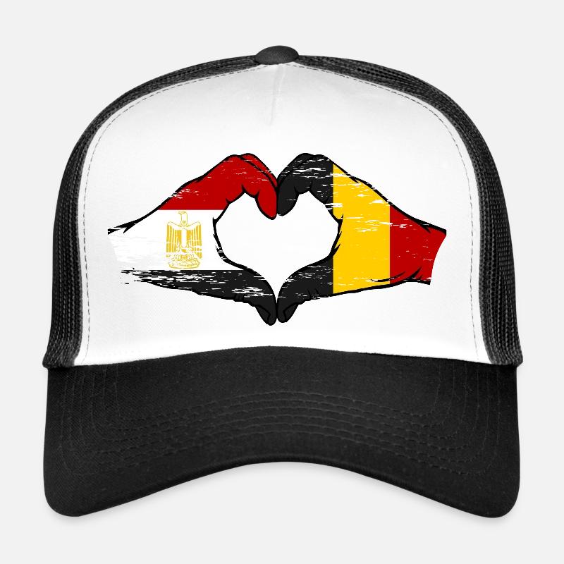 Egypte Belgique Drapeau Mains Coeur Forme Utilisé Casquette trucker 