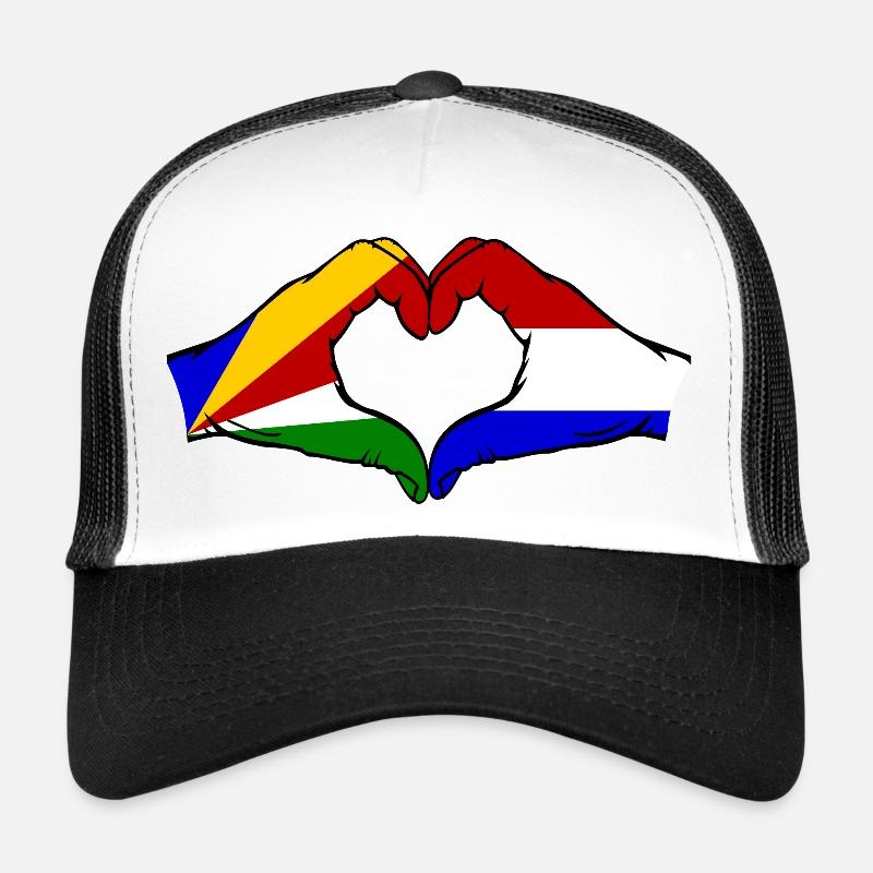 Seychelles Holland Flag Hands Heart Shape Trucker Cap