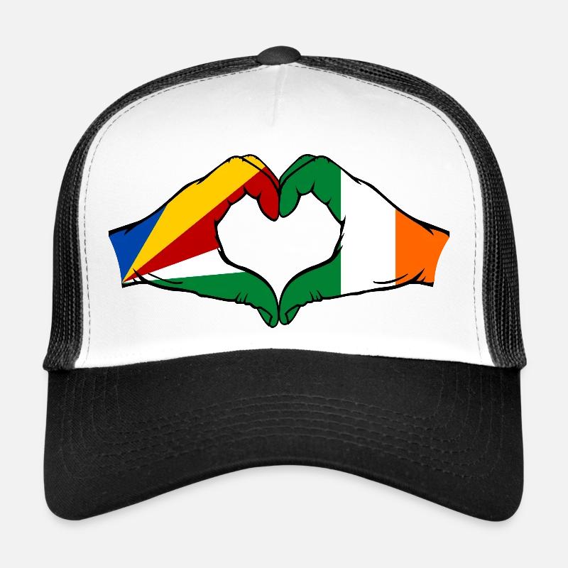 Seychelles Ireland Flag Hands Heart Shape Trucker Cap