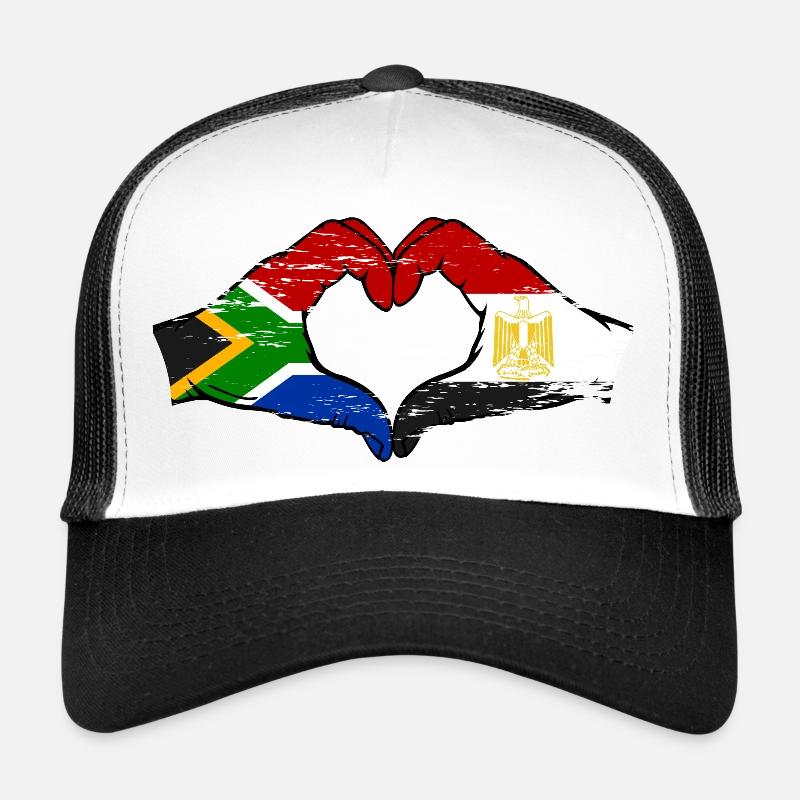 Afrique du Sud Égypte Drapeau Mains Coeur Forme Utilisé Casquette trucker 