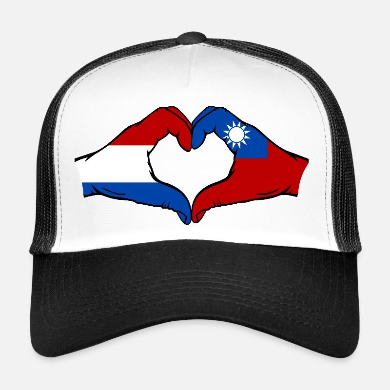 Holland Taiwan Flag Hands Heart Shape Trucker Cap