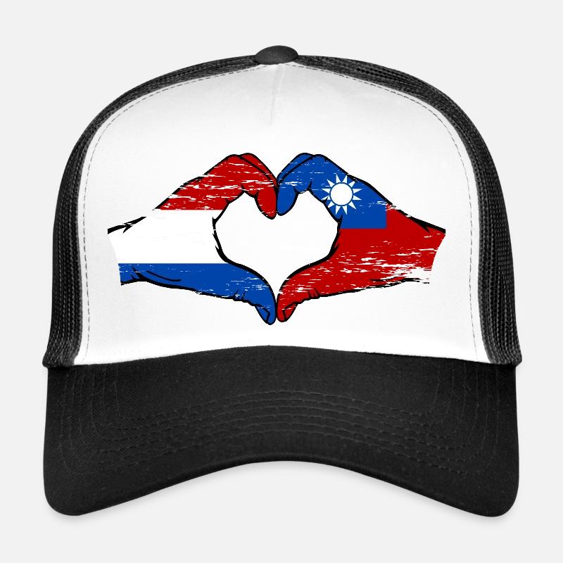Hollande Taiwan drapeau mains forme de coeur utilisé Casquette trucker 