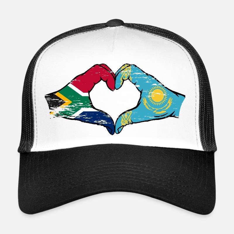 Afrique du Sud Kazakhstan drapeau mains forme de coeur utilisé Casquette trucker 