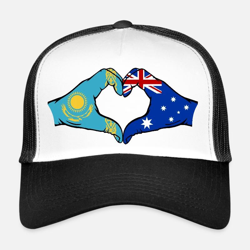 Kasachstan Australien Flagge Hände Herzform Trucker Cap