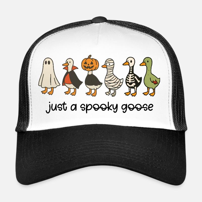 Creative Halloween illustration with enigmatic ducks Trucker Cap