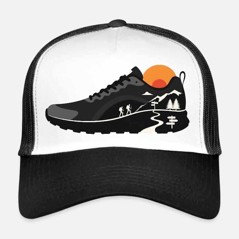 Conception de chaussures de randonnée pour sentiers de montagne - Casquette trucker  - blanc/noir