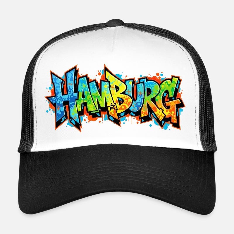 Graffiti-Stil Hamburg Stadtmotiv Trucker Cap