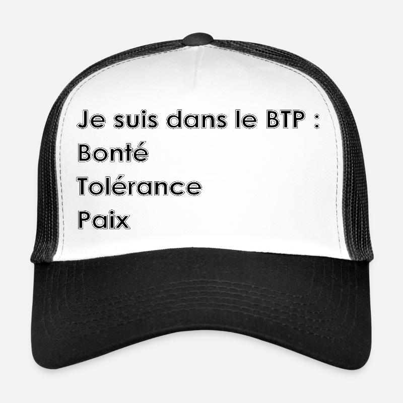 Je suis dans le BTP - Casquette trucker  - blanc/noir