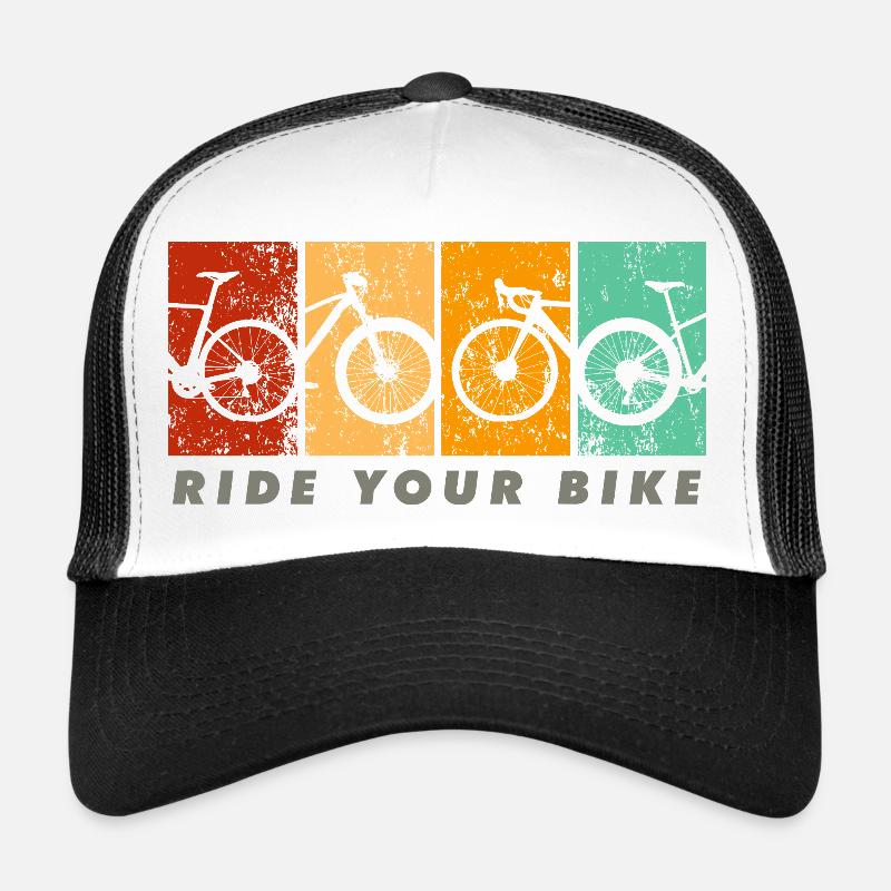 Roulez à vélo – Design rétro classique - Casquette trucker  - blanc/noir