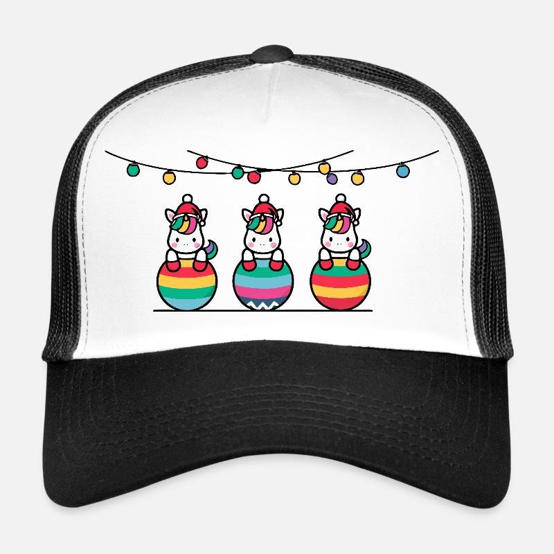 3 Einhörner Weihnachtskugeln Freunde - Trucker Cap - Weiß/Schwarz