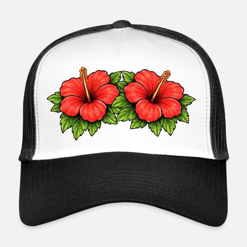 Double Hibiscus Tropics Pattern Trucker Cap