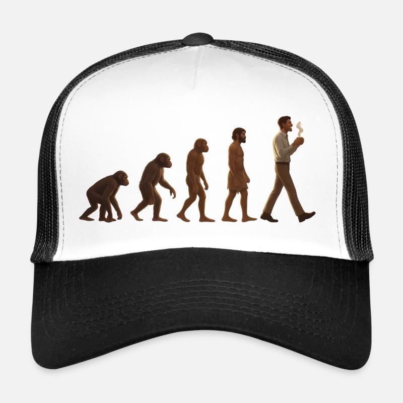 Parcours évolutif : Du singe à l’homme buveur de café Casquette trucker 