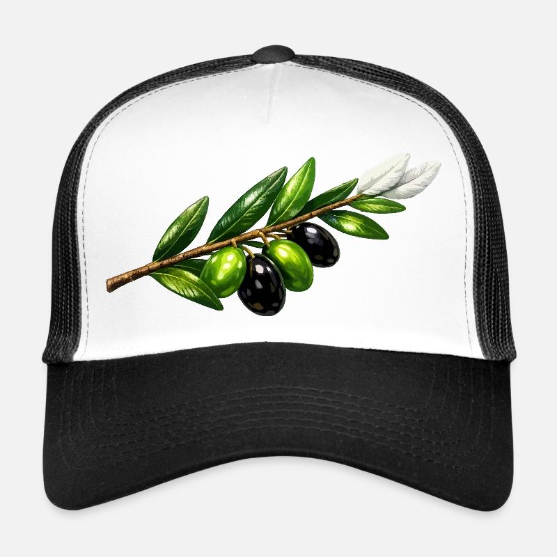 Rameau d’olivier avec olives vertes et noires Casquette trucker 