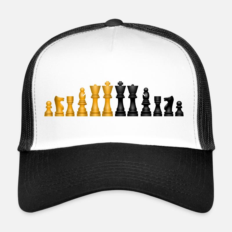 Pièces du jeu d'échecs - Casquette trucker  - blanc/noir