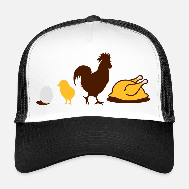 un oeuf, un poulet, un coq et une poule Evolution - Casquette trucker  - blanc/noir