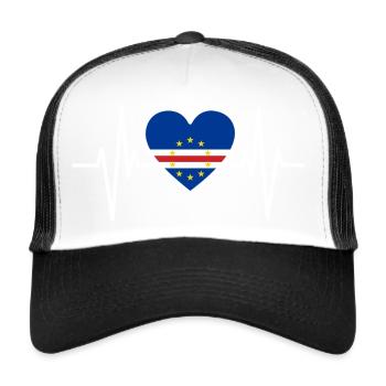 Cap-Vert Cape Verde Cabo Verde Cadeau De Drapeau - Casquette trucker  - blanc/noir - Devant