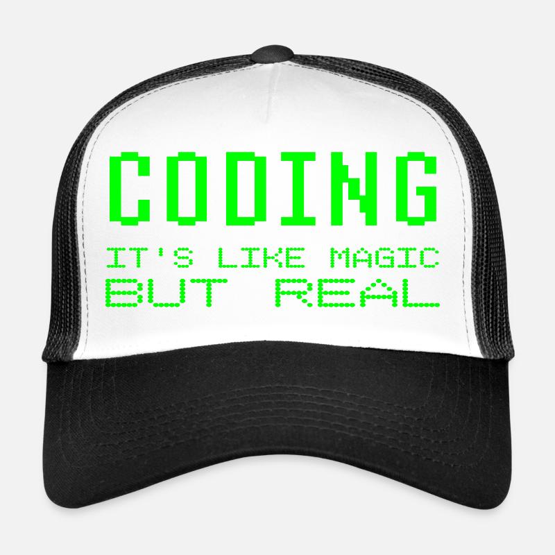 Coder c'est comme de la magie mais une vraie blague de programmation Casquette trucker 