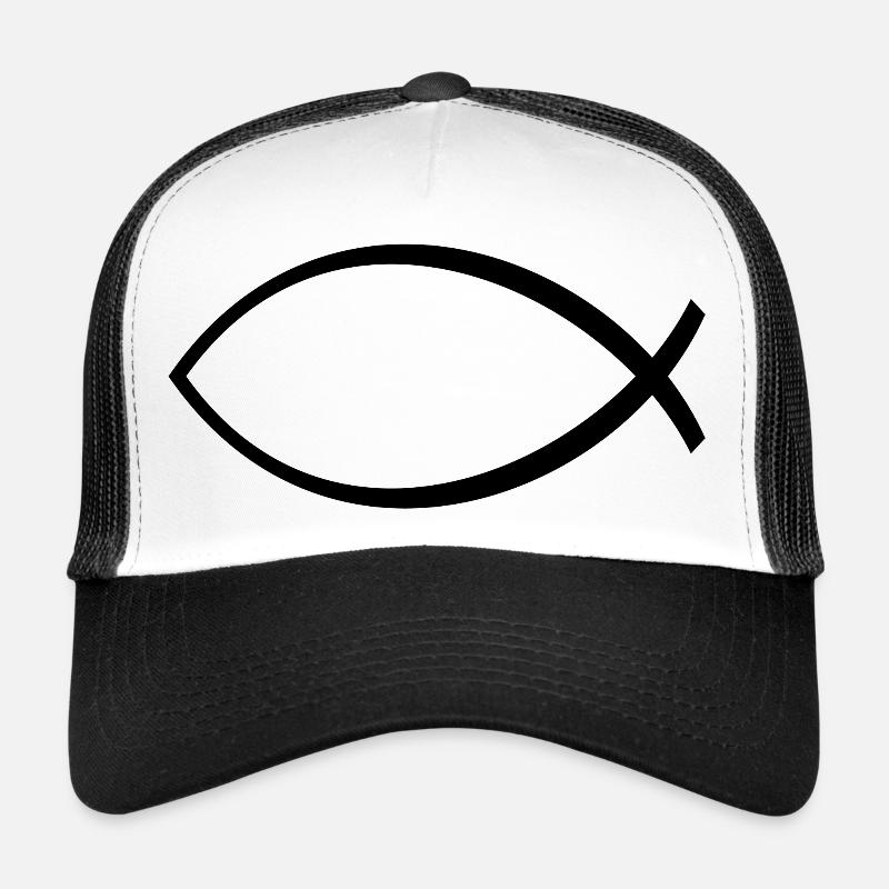 Ichthys Symbol - Casquette trucker  - blanc/noir