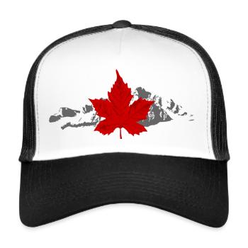 Canada - Maple Leaf & Mountain - Trucker Cap - Weiß/Schwarz - Vorne