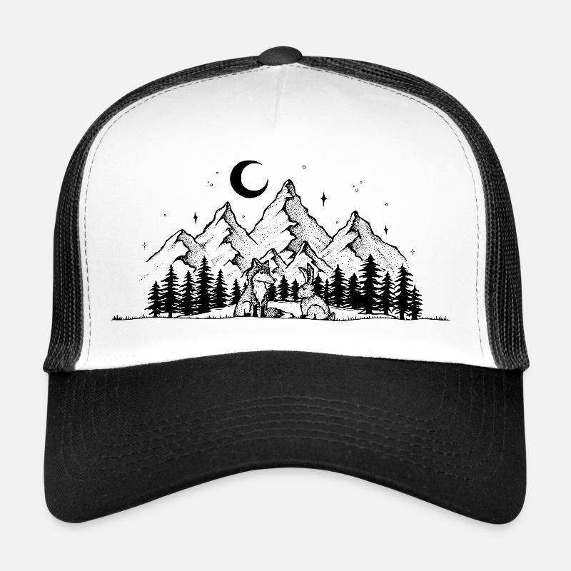 Fuchs Hase Gute Nacht Kinder Bild Geschenk - Trucker Cap - Weiß/Schwarz