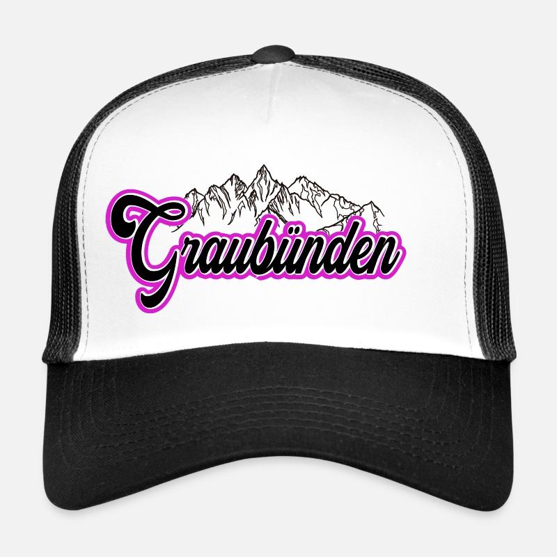 Graubünden Berglandschaft Schrift - Trucker Cap - Weiß/Schwarz