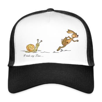 Mein Tempo, Schnecke, Hase - Trucker Cap - Weiß/Schwarz - Vorne