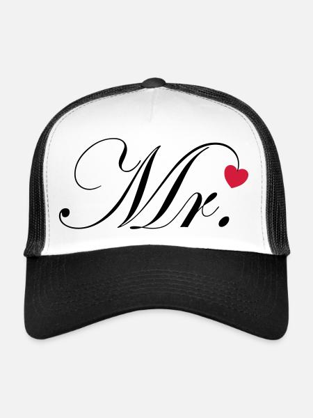 Mr Design Groom Wedding Heart Gift Couple - Trucker Cap - white/black - Front