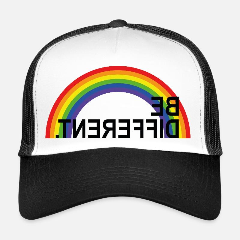 be different rainbow Regenbogendesign mit Spruch - Trucker Cap - Weiß/Schwarz