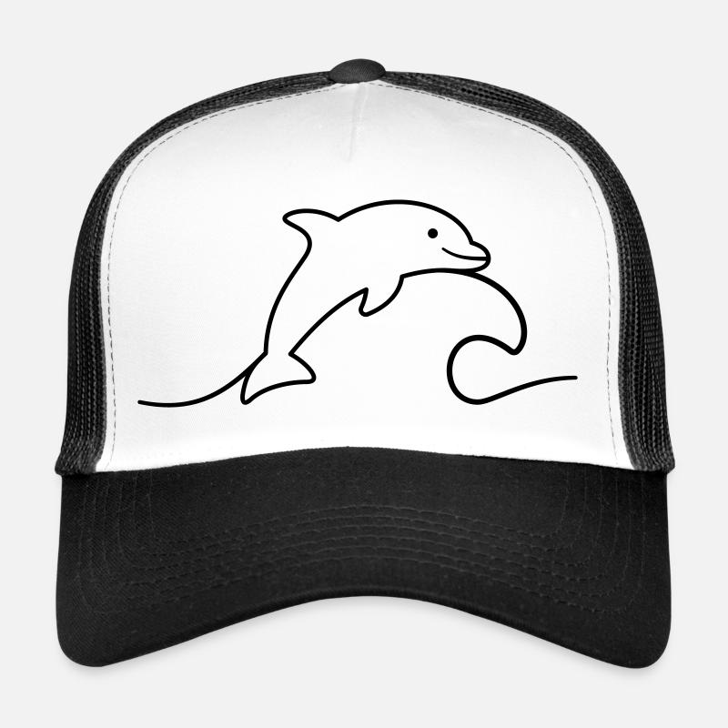 Dauphin sur le contour de l’icône de vague sautant joyeusement Casquette trucker 