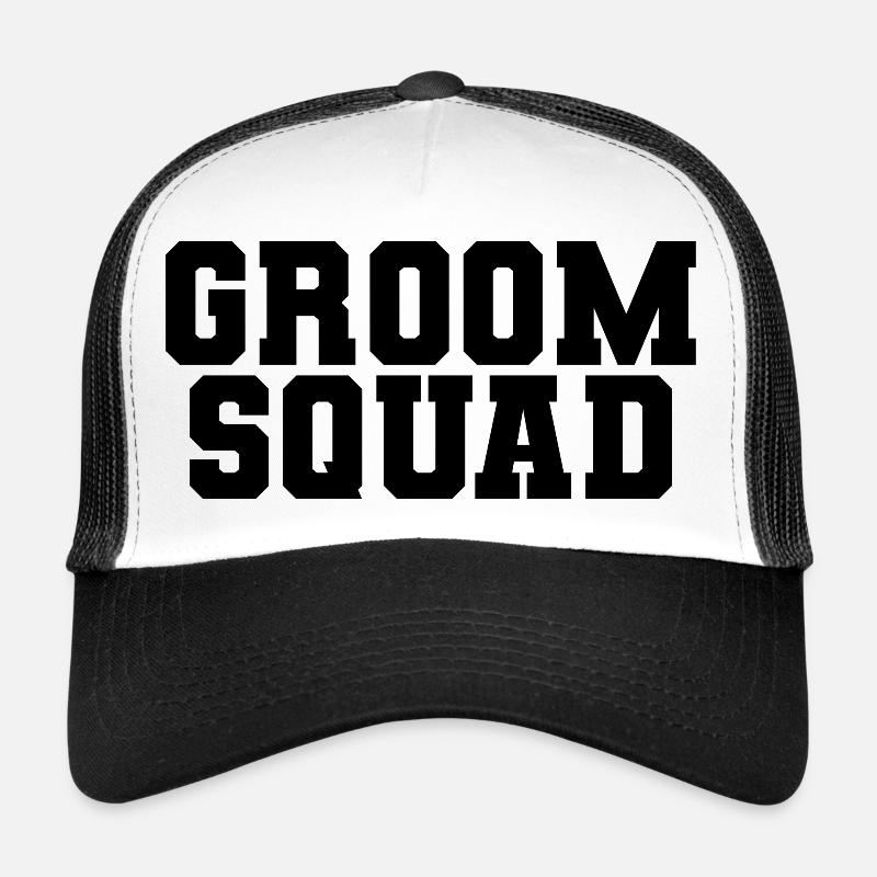 Groom Squad - Herren Junggesellenabschied Geschenk - Trucker Cap - Weiß/Schwarz
