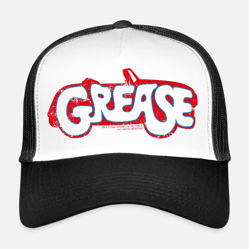 Grease Weißes Logo Mit Auto - Trucker Cap - Weiß/Schwarz