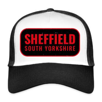 Sheffield South Yorkshire Retro Sign - Trucker Cap - white/black - Front