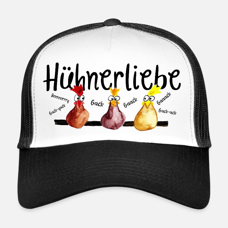 Hühnerliebe - Trucker Cap - Weiß/Schwarz