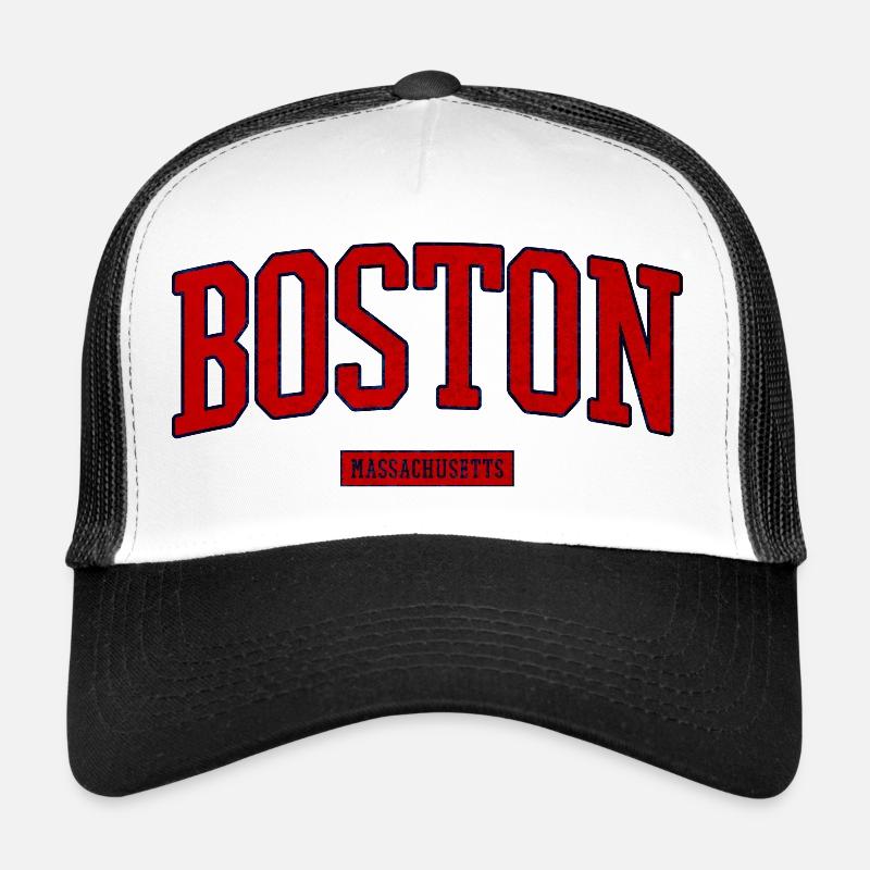 Boston Retro-Logo Massachusetts - Trucker Cap - Weiß/Schwarz