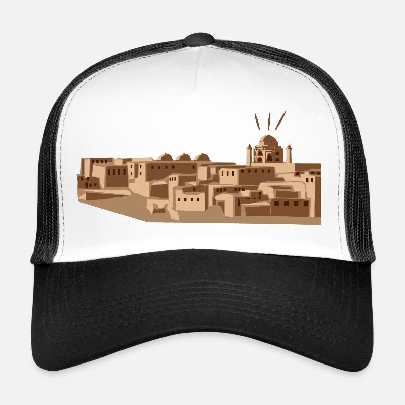 Desert city with mosque Trucker Cap
