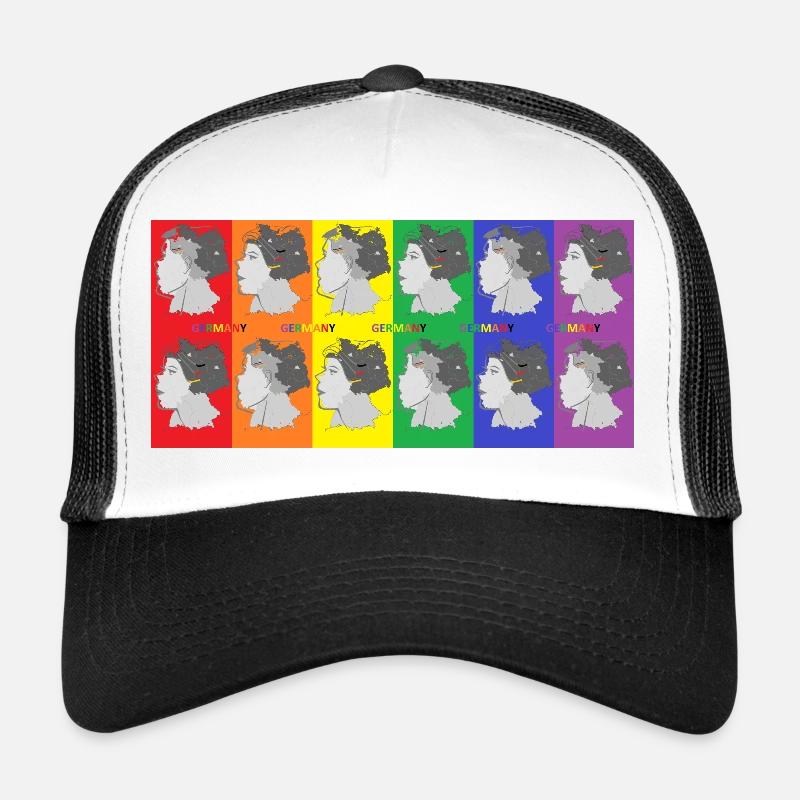Frau mit farbiger Pop Art Illustration Trucker Cap