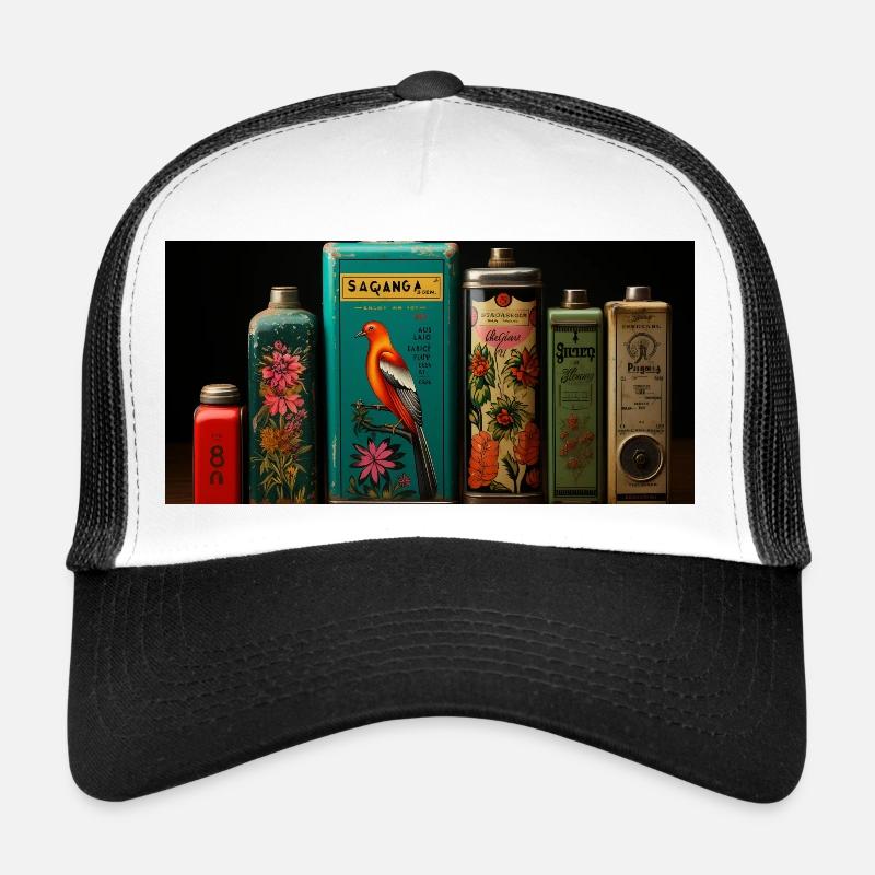 Vintage Blechdosen - Trucker Cap - Weiß/Schwarz