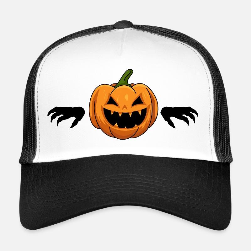 Kürbis Halloween - Trucker Cap - Weiß/Schwarz