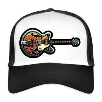 Autocollant de guitare - Casquette trucker  - blanc/noir - Devant