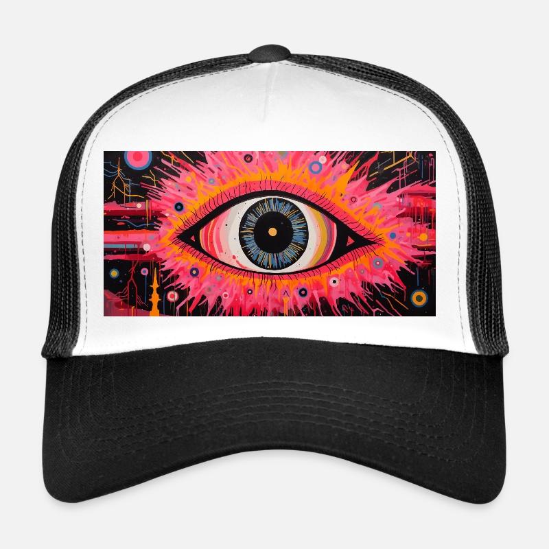 Abstrait, surréaliste et coloré œil ouvert. Casquette trucker 