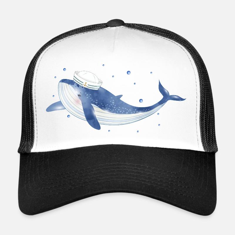 poisson baleine bleue dans l’océan avec chapeau de marin Casquette trucker 