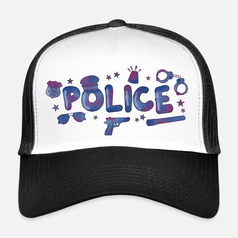 Police - Trucker Cap - Weiß/Schwarz