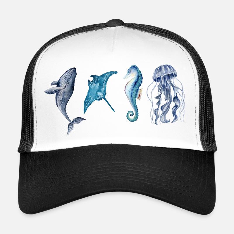 Die Tiere des Ozeans - Trucker Cap - Weiß/Schwarz